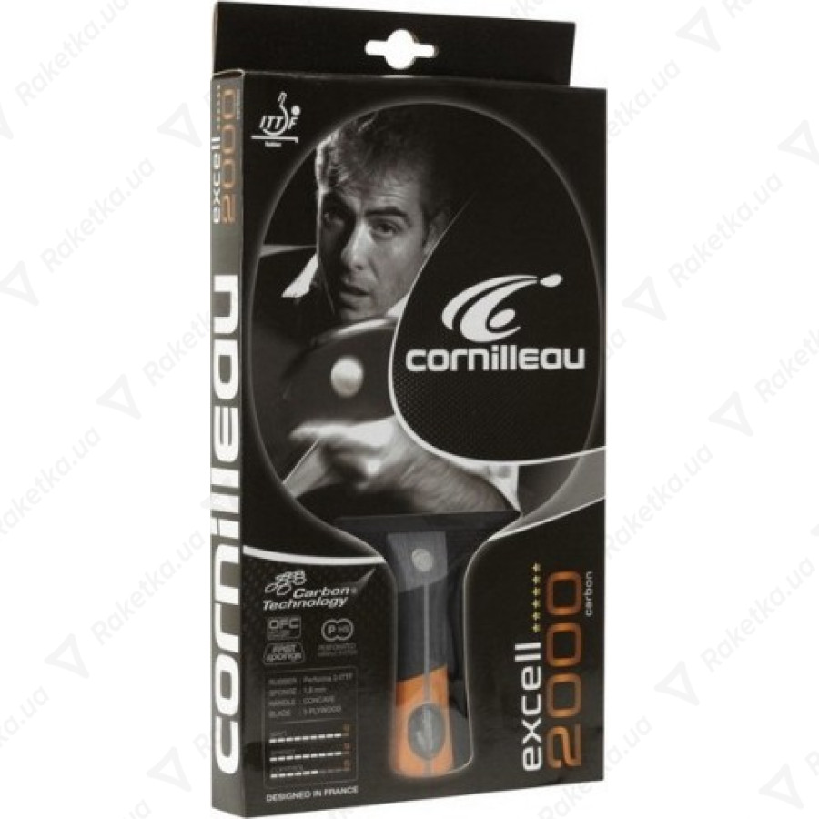 Raquette De Ping-pong Cornilleau Excell 2000 Carbon - Pour Compétition - Vitesse 9, Rotation 9