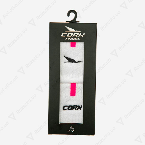 Cork Padel Sport Wristband White/Pink