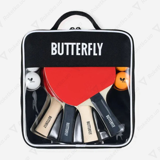 Butterfly Racket Set Easy 4 Bats 6 Balls