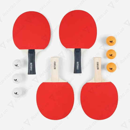 Butterfly Racket Set Easy 4 Bats 6 Balls